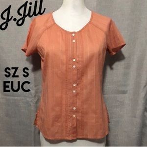 J. Jill Short Sleeve Blouse-SP-Peach-ButtonUp-EUC